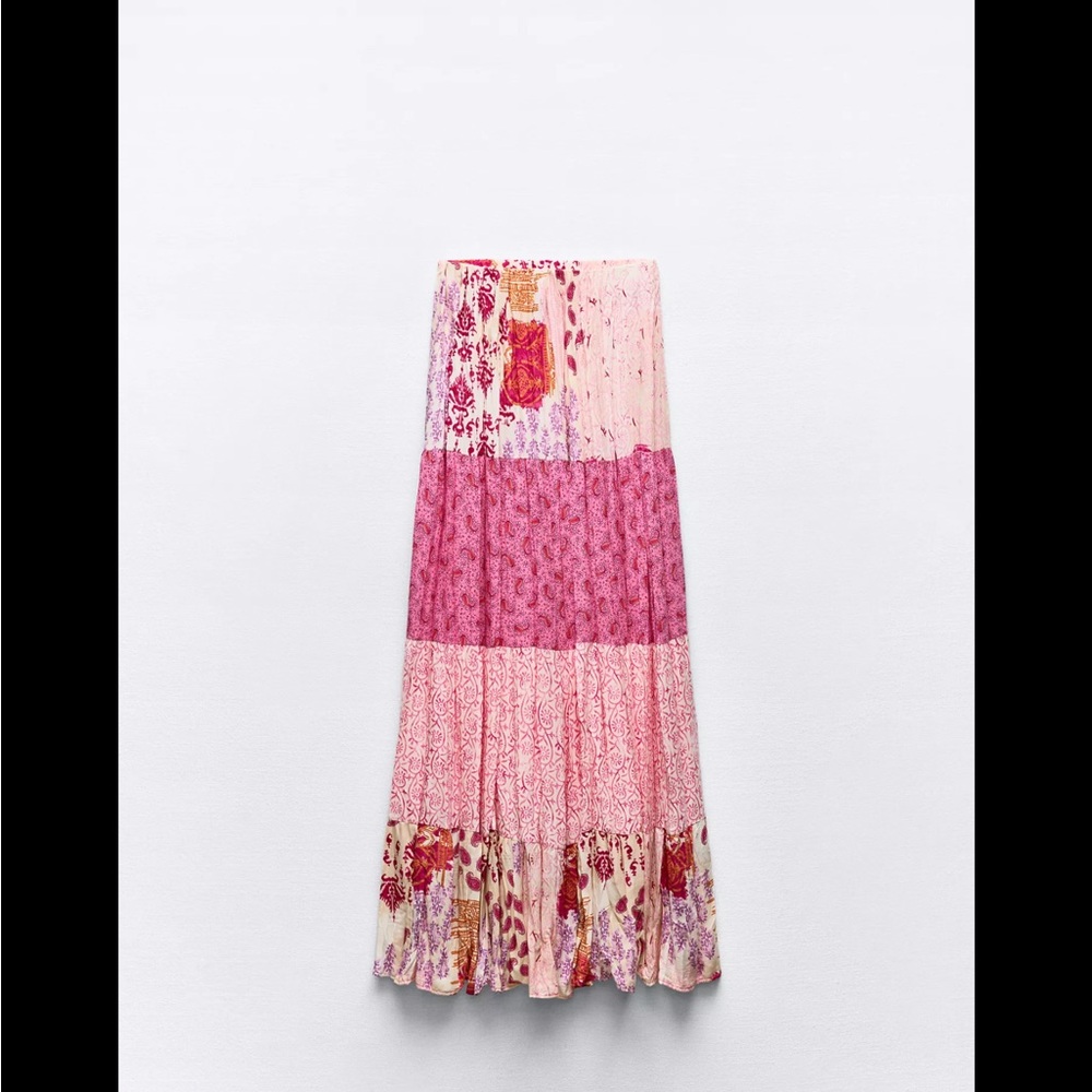 Zara patch work floral skirt
